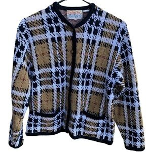 Vintage Plaid Cardigan Sweater Tally-Ho XL
